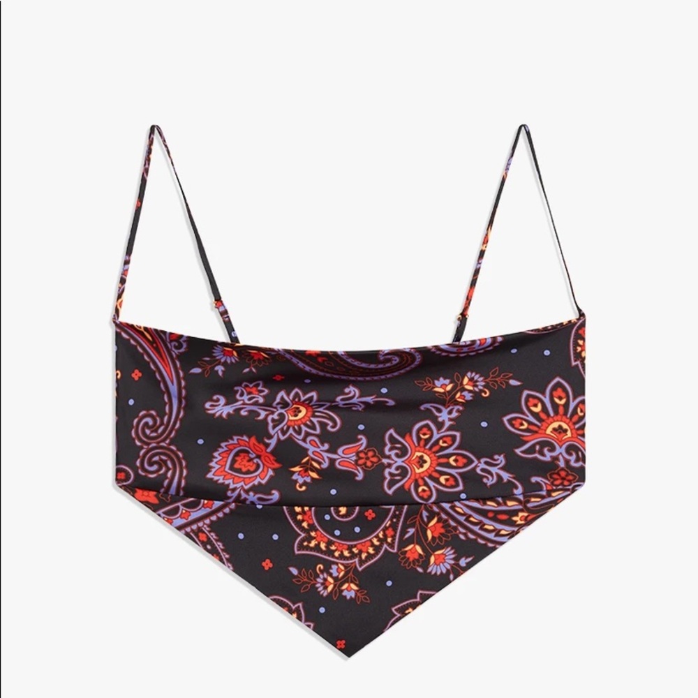 Weworewhat Cowl Paisley Top, Black Multi